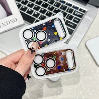 Protection d'objectif photo en verre de luxe pour iPhone 17 Pro Max et 17 Pro, avec décoration colorée en strass effet sable mouvant