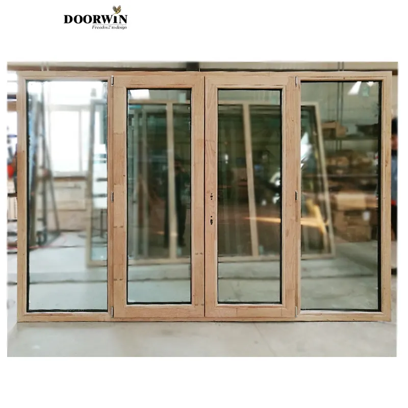 Doorwin दरवाजा निर्माण थर्मल को तोड़ने एल्यूमीनियम cladding ठोस लकड़ी ख़िड़की प्रवेश द्वार
