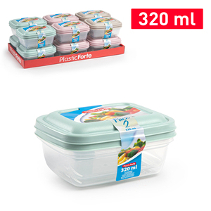 Contenitori per Alimenti PlasticForte 320 Ml, Durevoli e Riutilizzabili, per Conservazione Domestica, Colori Assortiti - Product Image 1