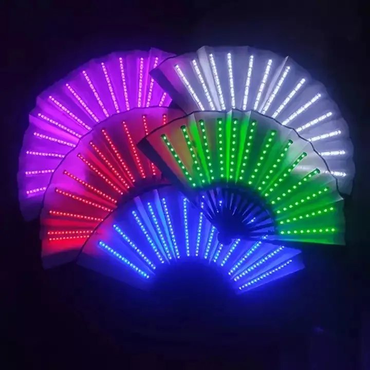 2022 New Design Led Hand Fan Folding Light Up Bamboo Decorative Paper Fans For Party