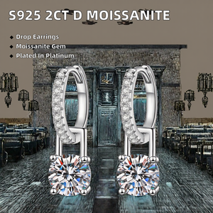 ต่างหูโมอิสซาไนต์สี D 2 กะรัต เงินแท้ S925 สไตล์ยุโรปและอเมริกา ขายส่งเป็นคู่ - Product Image 2
