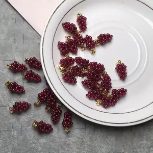 Fecho banhado a ouro 14k, garrafa natural, pingente de pedra de uvas pequena para mulheres