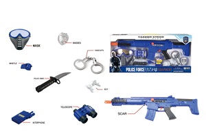 Jeux de simulation d'<span class=keywords><strong>équipement</strong></span> de <span class=keywords><strong>police</strong></span>, jouets armés de couleur bleue pour enfants pour jouer à des rôles - Product Image 3