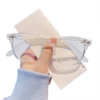 Lunettes transparentes anti-lumière bleue avec verres de myopie finis, monture ovale transparente, monture intégrale, verres PC tendance