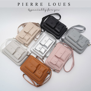 Pierre Loues Women's Crossbody Bag Small <b>Square</b> Multi <b>Pocket</b> Soft Leather <b>White</b> Silver Summer 2026 - Product Image 3