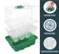 Kit de démarrage de plantes pour pépinière de jardin, avec 12 cellules, éclairage LED, dôme d'humidité, plateaux de semis, kit de germination, base de germination, kit de culture de graines