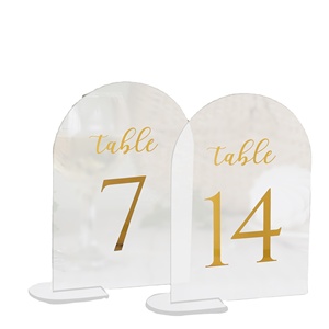 16PCS Gold Foil Printed 5x7" Acrylic Display Signs & Holders Frosted Arch <b>Wedding</b> <b>Table</b> <b>Numbers</b> With Stands <b>for</b> Reception - Product Image 1