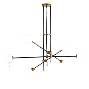 Lámpara de Techo Moderna de Metal Negro con LED y Pantallas de Vidrio, Base para Bombilla E27, Altura Ajustable para Sala de Estar - Product Image 1
