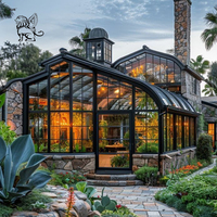 Gazebo d'extérieur en fer forgé de style victorien classique personnalisé pour mariage Pavillon de salle de soleil en verre Maison verte en métal en acier