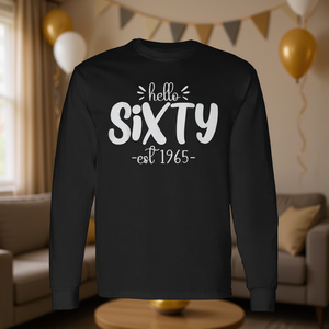 Camiseta de manga larga Hello Sixty Est 1965, regalo para el 60 cumpleaños - Product Image 3