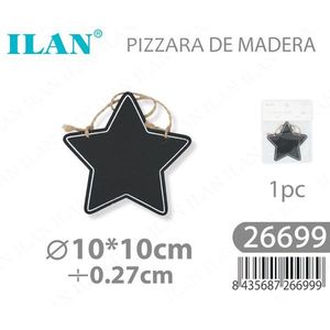 Stella in legno con lavagna effetto gesso 10x10cm con corda per decorazione - Product Image 1