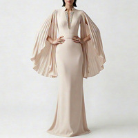 Robes de soirée formelles pour femmes, couleur abricot, col montant, ornées de perles, col en V, manches courtes, ornées de cristaux, coupe ajustée, pour galas, bals de promo et soirées
