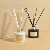 Diffuseurs d'huiles essentielles longue durée 150 ml Bouteille diffuseur en verre de forme ronde mate Parfum d'ambiance pour la maison Diffuseur à roseaux