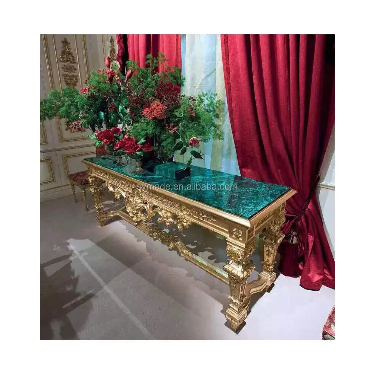 Table de salle à manger longue, pierre précieuse verte, meubles en Malachite Royal, livraison gratuite