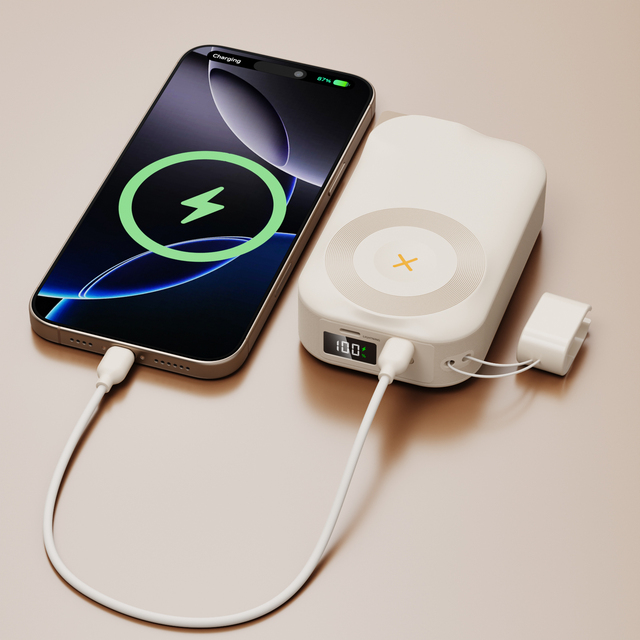 High Quality Products built-in cable 6 in 1 power bank 10000mah power supply with LED display Screen & AC wall charger
