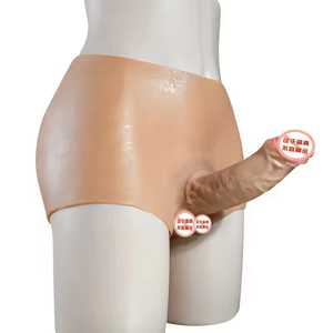Factory Wholesale Eco-Friendly Waterproof IPX6 Soft Silicone Realistic Solid Strap-On <b>Dildo</b> Panties Wearable Unisex Adult Toy - Product Image 1