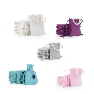 Custom Velvet Jewelry <b>Pouches</b> and Drawstring Closure Canvas Bag Disposable for Gemstones Necklaces Watches - Product Image 5