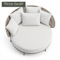 Fabricant de meubles d'extérieur, lit de jour rond de luxe pour l'extérieur avec tressage en corde et structure en aluminium