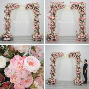 Composition florale artificielle en soie, arche de fleurs roses pour décoration de mariage et événements - Product Image 2