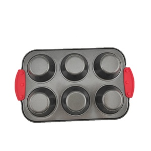 Prix usine En Acier Au Carbone Silicone Poignées Muffin <span class=keywords><strong>Pan</strong></span> Moule Revêtement Antiadhésif 6 Trous Muffin <span class=keywords><strong>Pan</strong></span> - Product Image 5