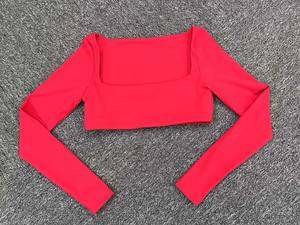 Vestiti da donna neri con collo quadrato attillato e stretto <span class=keywords><strong>tuta</strong></span> Yoga Outdoor Running sport a asciugatura rapida manica lunga Fitness Set da due pezzi - Product Image 6