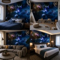 Peinture murale personnalisée Galaxie sur toile, Nébuleuse Nuit Étoilée, Papier peint mural sur mesure, Décoration murale pour Chambre, Chambre d'enfants, Hôtel