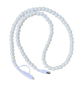Nueva moda blanco rosa perla cuenta coche cargador regalo Premium teléfono y ordenador Cable con diseño elegante - Product Image 1