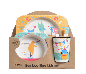 Biodegradable Children Tableware Baby Feeding Plate Bamboo Fiber Kids Dinner Set - Product Image 1