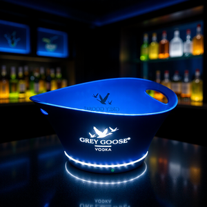 Seau à glace lumineux en plastique pour bar, avec LED, pour bière, cocktails et vin, et pour boîte KTV, avec motif logo Geese <span class=keywords><strong>GREY</strong></span> <span class=keywords><strong>GOOSE</strong></span> <span class=keywords><strong>VODKA</strong></span> - Product Image 1