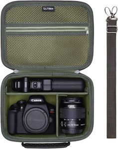 Étui pour appareil photo compatible avec Canon EOS Rebel T7/R50/R6 Mark <span class=keywords><strong>II</strong></span>/R100/R50 V/T6/R8/R10/R5, avec 4 séparateurs et bandoulière - Product Image 1