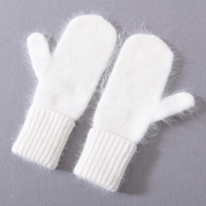 Vente en gros de mitaines longues en <span class=keywords><strong>laine</strong></span> duveteuses tricotées pour les doigts, douces, extensibles, douces et chaudes, gants d'hiver en cachemire personnalisés pour femmes - Product Image 3