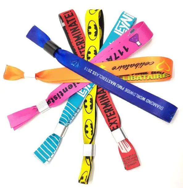 Wholesale custom promotional gifts printed design your own logo cheap woven wristband for events