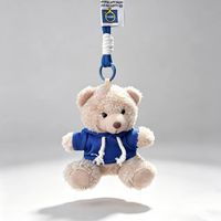 Porte-clés ours en peluche mignon de dessin animé, breloque ours en peluche 3D avec capuche, pendentif animal en peluche doux, décoration de sac à dos, cadeau pour ami