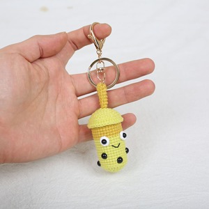 おしゃれな手作りのかわいいかぎ針編みミルクティーカップキーホルダー、ミニニットアミグルミ毛糸ぬいぐるみペンダントバッグチャームドールキーチェーン - Product Image 3