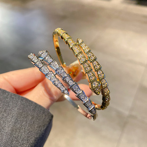 Cross Border <b>Copper</b> Plated Gold Zircon Snake Bangle Micro Insert Jewelry Gift Fashion <b>Bracelet</b> Fall 2024 - Product Image 3