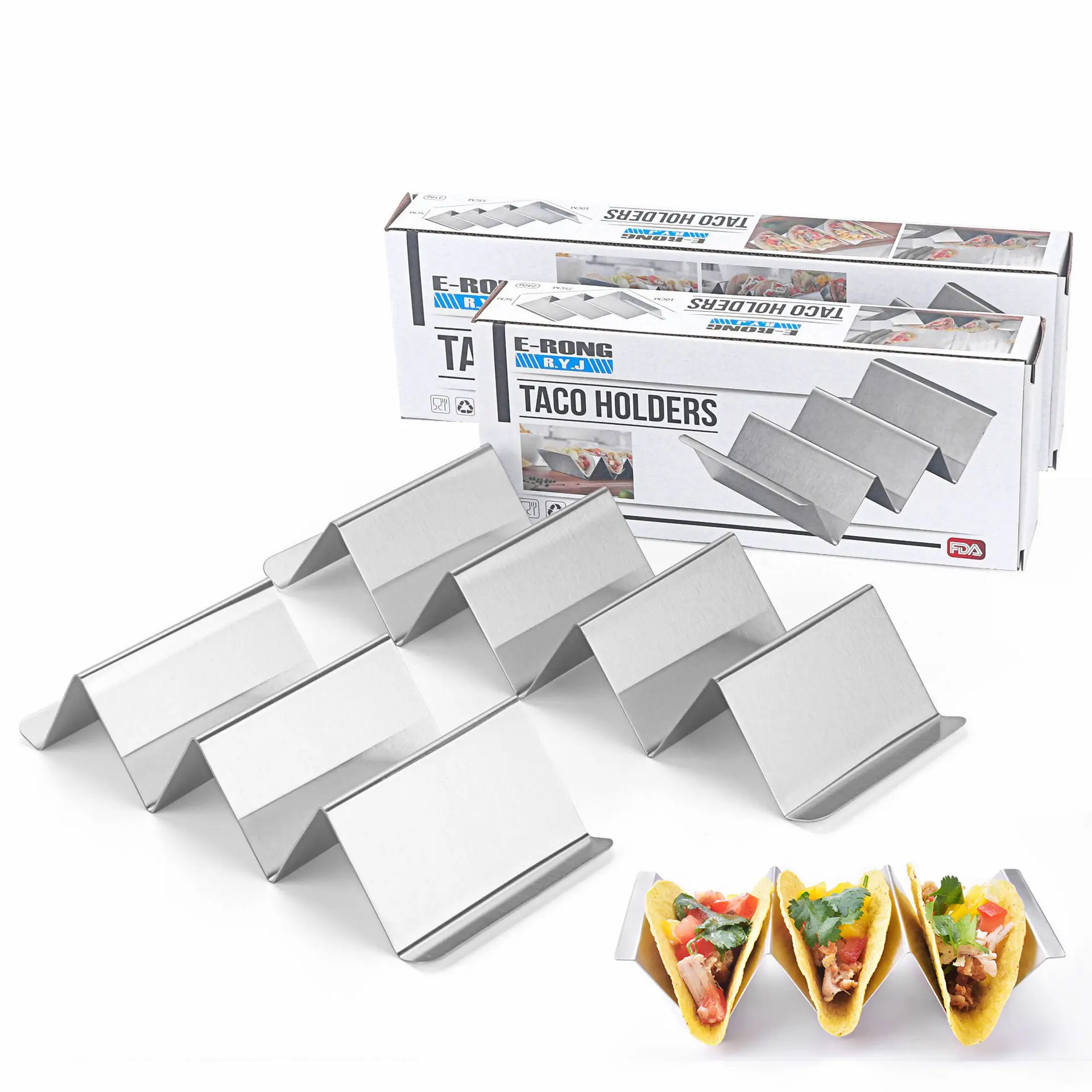 Gadgets de cuisine avec porte-tacos en acier inoxydable, Tortilla de maïs, crêpes