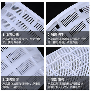 Plastic Turnover Basket Oval 610x460x290mm White Yellow Injection Molding For Fruit <b>Vegetables</b> Storage - Product Image 5