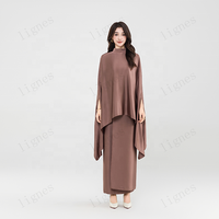 Nouvelle Collection Automne 2025 Vêtements Femme Couleur Unie Costume en Satin Moyen-Oriental Jupe Longue Ensemble Deux Pièces Robe Hijab