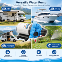 Pompa Air RV Biru 12 Volt Pompa Diafragma Laut Self Priming Filter Inline Fitting Selang Otomatis On/Off Camper
