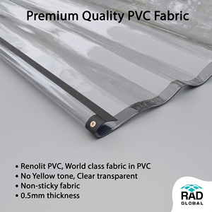 Rideau extérieur en PVC transparent Renolit 0,5 mm, finition transparente pour une protection supérieure contre la pluie, vue extérieure claire - Product Image 3