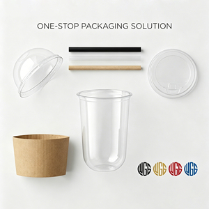 Custom Logo 95mm 16oz 500ml Clear PET U Shape Disposable <b>Boba</b> <b>Bubble</b> Tea Iced Coffee Drinking Plastic Cups with Lids - Product Image 2