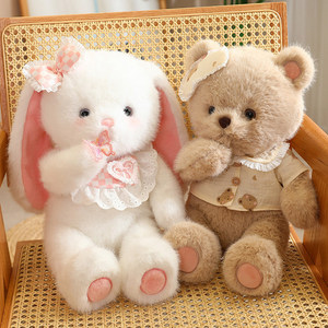 Morbidi Peluche di <span class=keywords><strong>Volpe</strong></span> e Coniglio, Cuscini Soffici a Forma di Animali, Compagno di Sonno, Regalo per Bambine - Product Image 1
