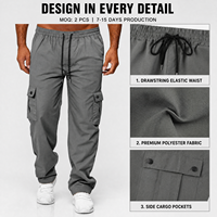 Pantalon cargo décontracté pour homme, taille élastique avec cordon de serrage, multi-poches, coupe décontractée, polyester, pour le travail, la randonnée, tactique, ODM OEM