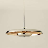 Luminaire suspendu rond moderne en nickel poli de 20 pouces pour salle à manger, îlot de cuisine, salon