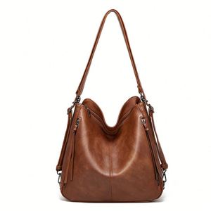 Dropshipping Shopify Stone Washed Leather Hobo <b>Purses</b> for Women Soft Top Handle Shoulder Bag with Wallet 3PCS Set - Product Image 1