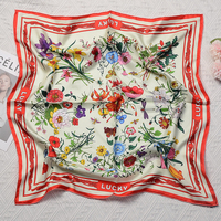 Bon prix mode bureau dame foulard carré en soie 65*65cm impression numérique personnalisée femme foulards en soie personnalisé