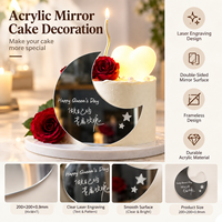 Décoration de gâteau en miroir acrylique double face sans cadre, texte gravé au laser, motif personnalisé, plaque miroir, logo sur mesure