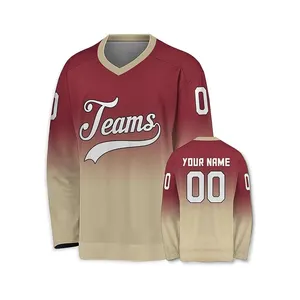 Toptan özel baskılı takım buz hokeyi Jersey yüceltilmiş hokey üniforma Lacrosse Jersey hokey forması