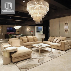 Nouveau modèle personnalisable de canapé de salon de luxe moderne en cuir pleine fleur du Guangdong, ensemble de canapés 7 places pour écoles et salons - Product Image 2