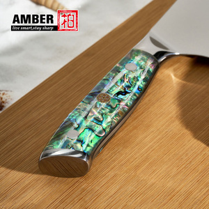 Ambra 67 strati VG10 damasco 8 pollici Kiritsuke coltello professionale da <span class=keywords><strong>cucina</strong></span> coltello da <span class=keywords><strong>cucina</strong></span> con manico in resina Abalone - Product Image 4
